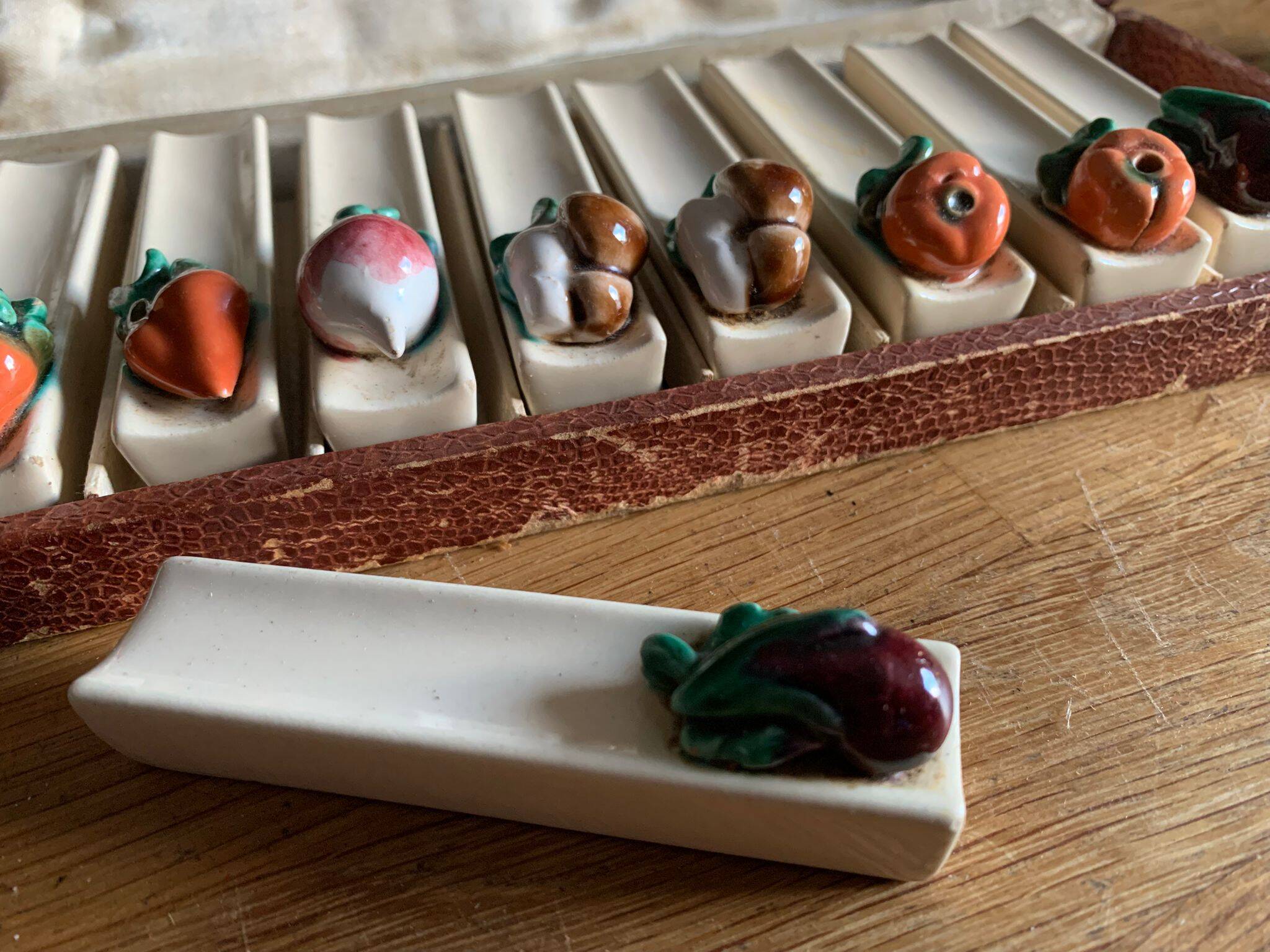 Set of 12 ceramic vegetable knife holders from Vallauris