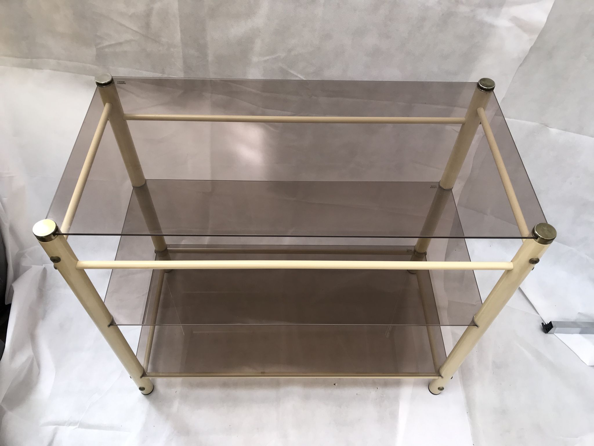 Beige metal console and smoked tempered glass Yves Boutboul