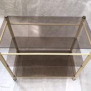 Beige metal console and smoked tempered glass Yves Boutboul