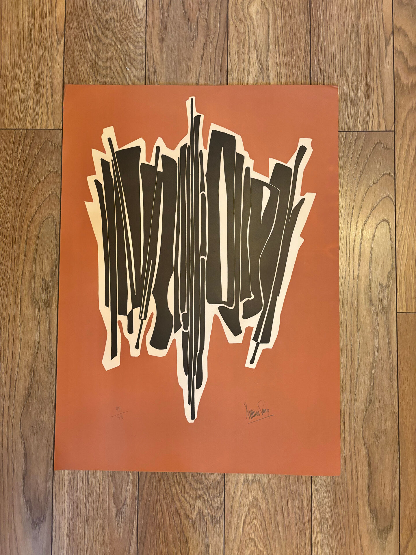 Original Abstract Lithograph Antonia Pino 1970. Signed Numbered 8