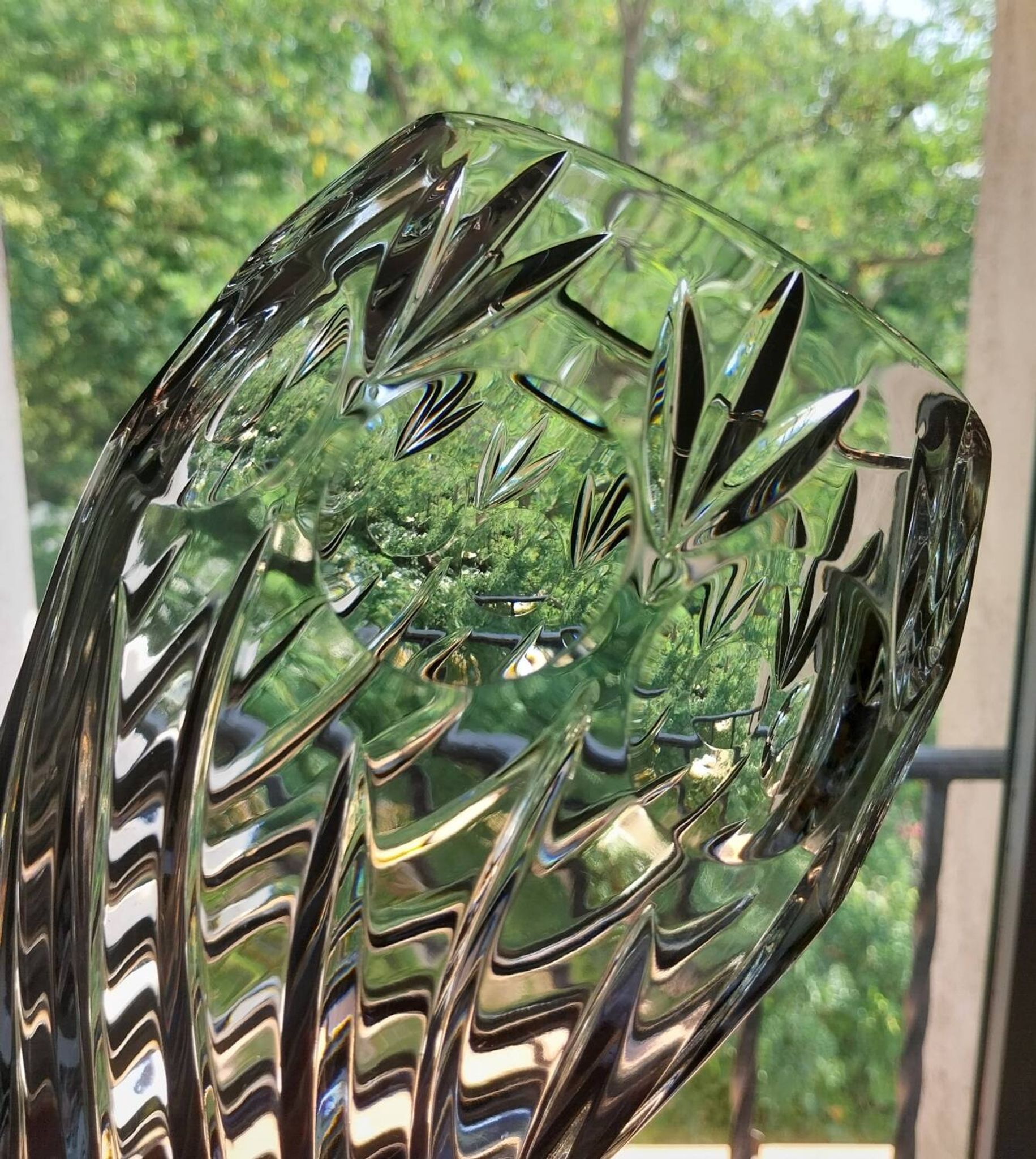 Antique large cut crystal vase