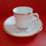 3 White cups, + gilded bordered saucers in CP France porcelain.