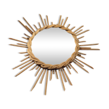 Rare little old Sun 1960 rattan mirror 35cm