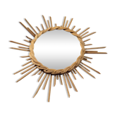 Rare little old Sun 1960 rattan mirror 35cm