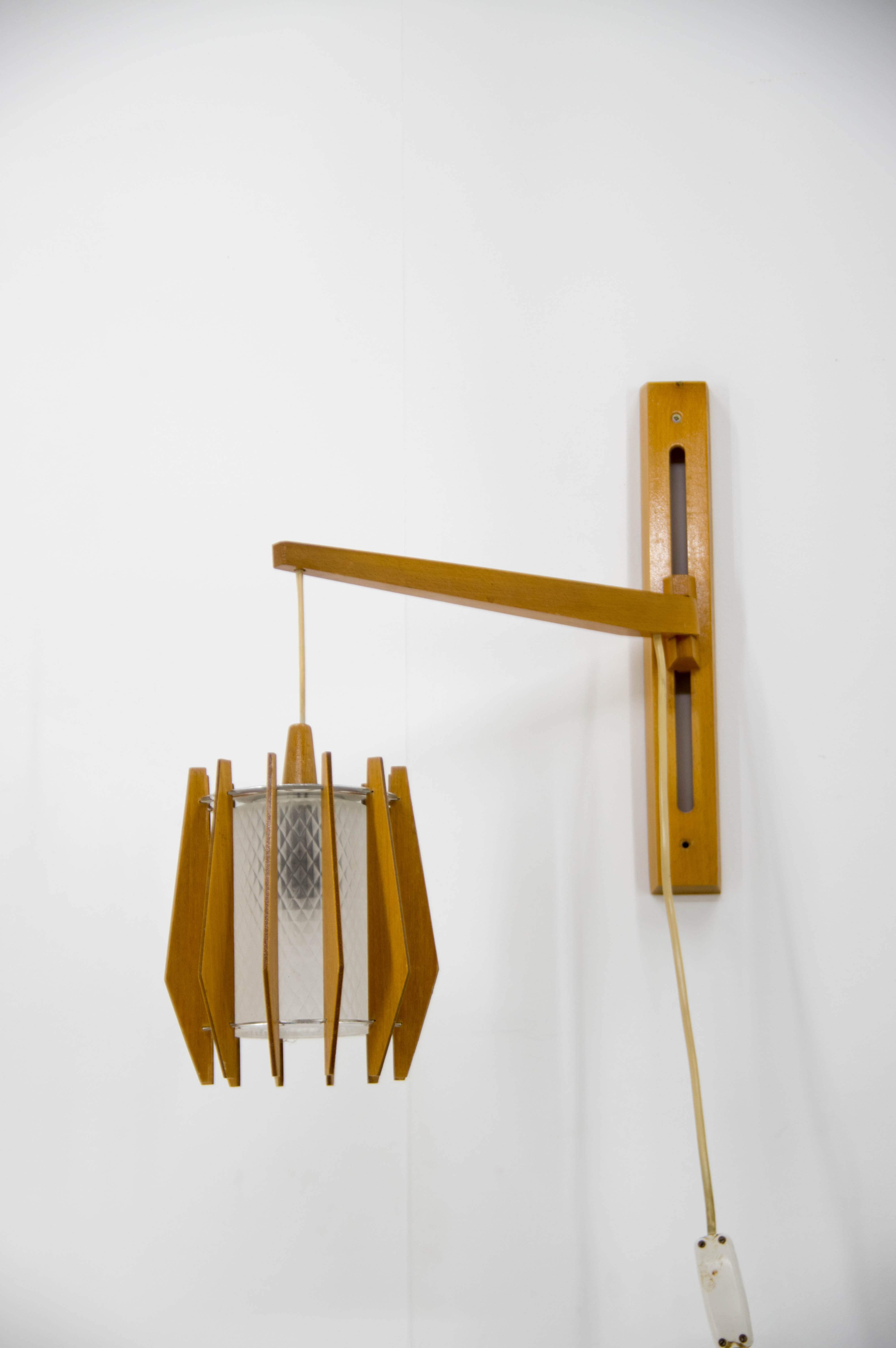 Set of chandelier and wall lamp by Drevo Humpolec, 1970