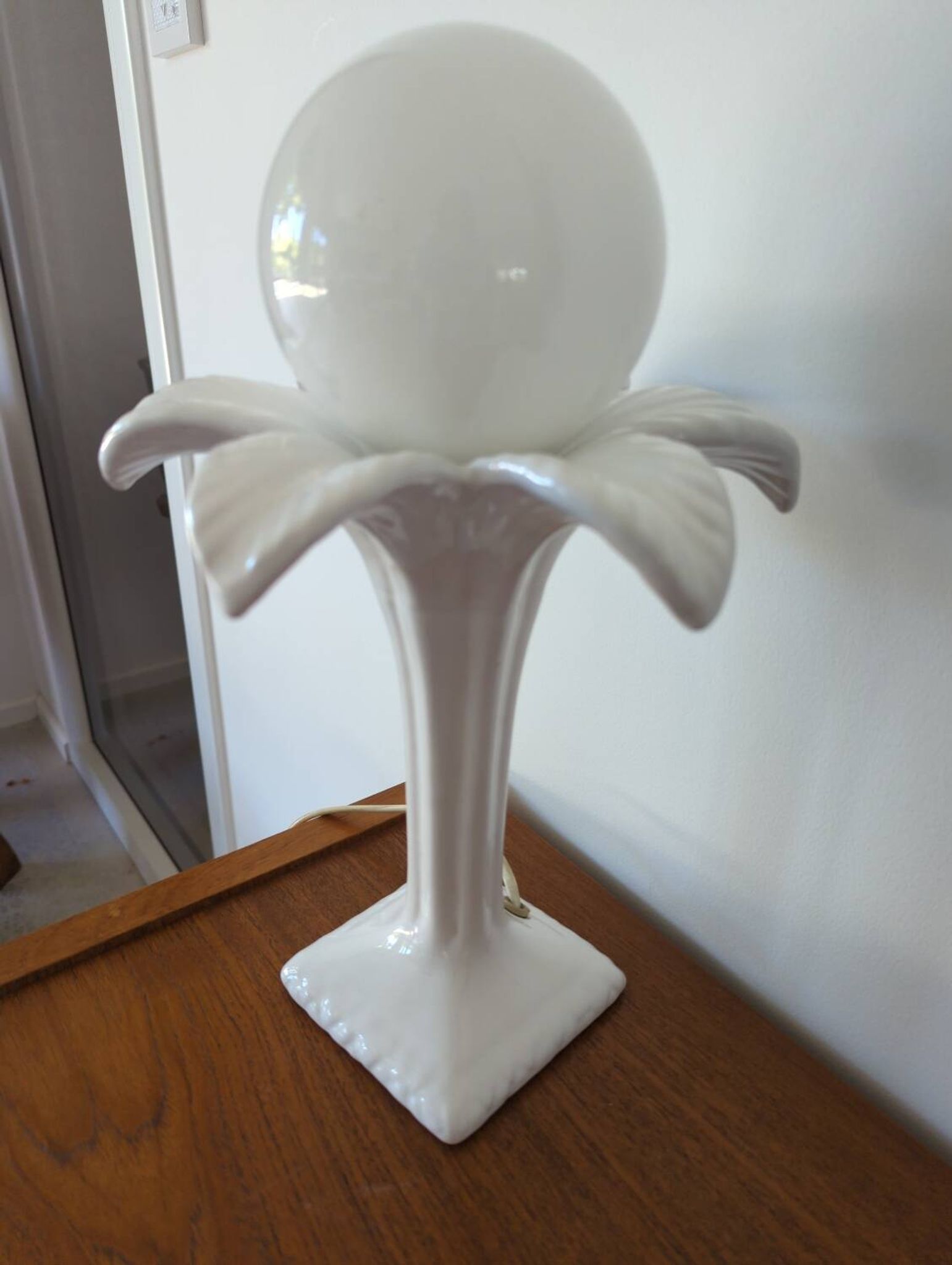 Lampe palmier en céramique blanche, 1980