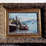 Oil on panel signed ED Géliot - 23 x 33 cm - boat in Brittany