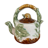 Théière sino-américaine Majolica Turtle & Underwater Landscape, Vintage Shiwan Ware by RC Creations