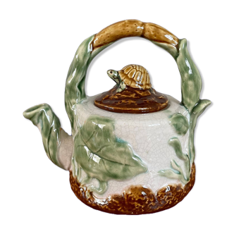 Chinese-American Majolica Turtle & Underwater Landscape Teapot, Vintage Shiwan Ware by RC Creations
