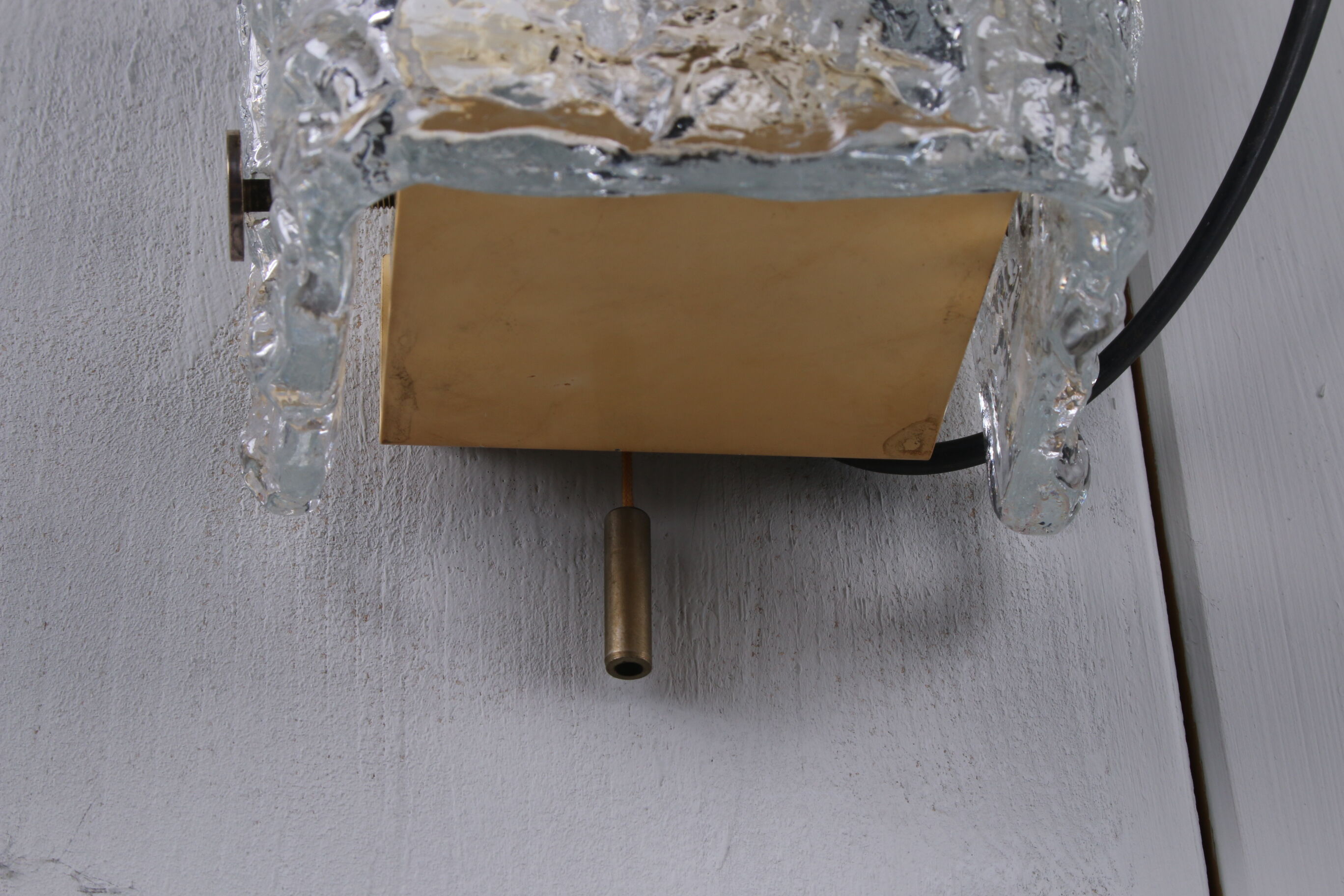 Elongated wall lamp by Kaiser Leuchten with double glass 1960s