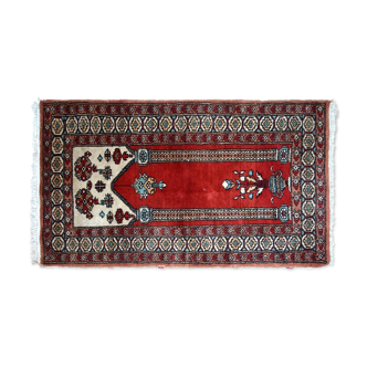 Tapis de prière vintage fait main Lahore pakistanais 62cm x 92cm (années 1970)