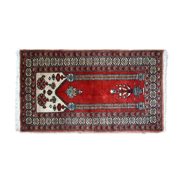 Tapis de prière vintage fait main Lahore pakistanais 62cm x 92cm (1970s)
