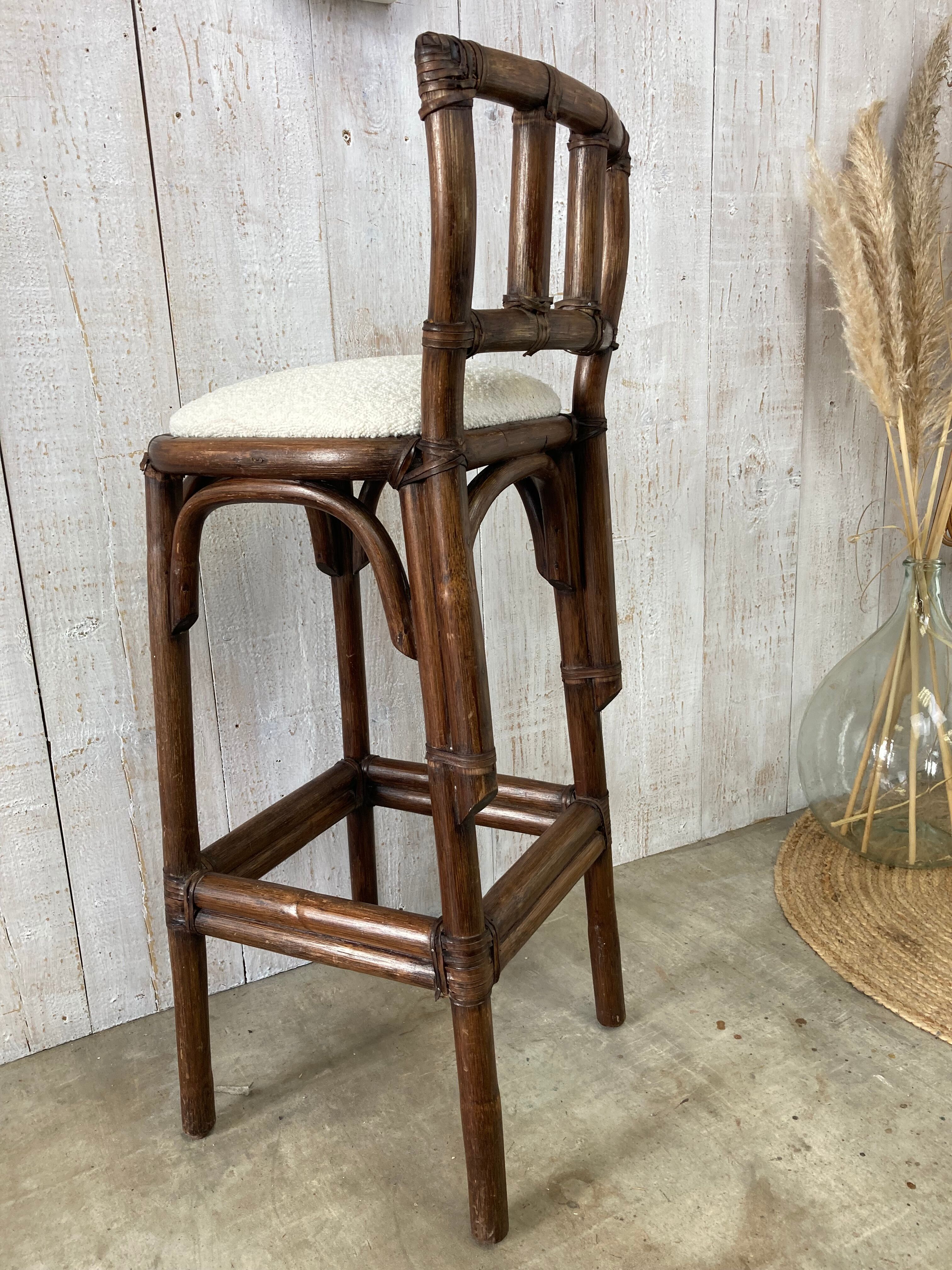 Tabouret rotin vintage
