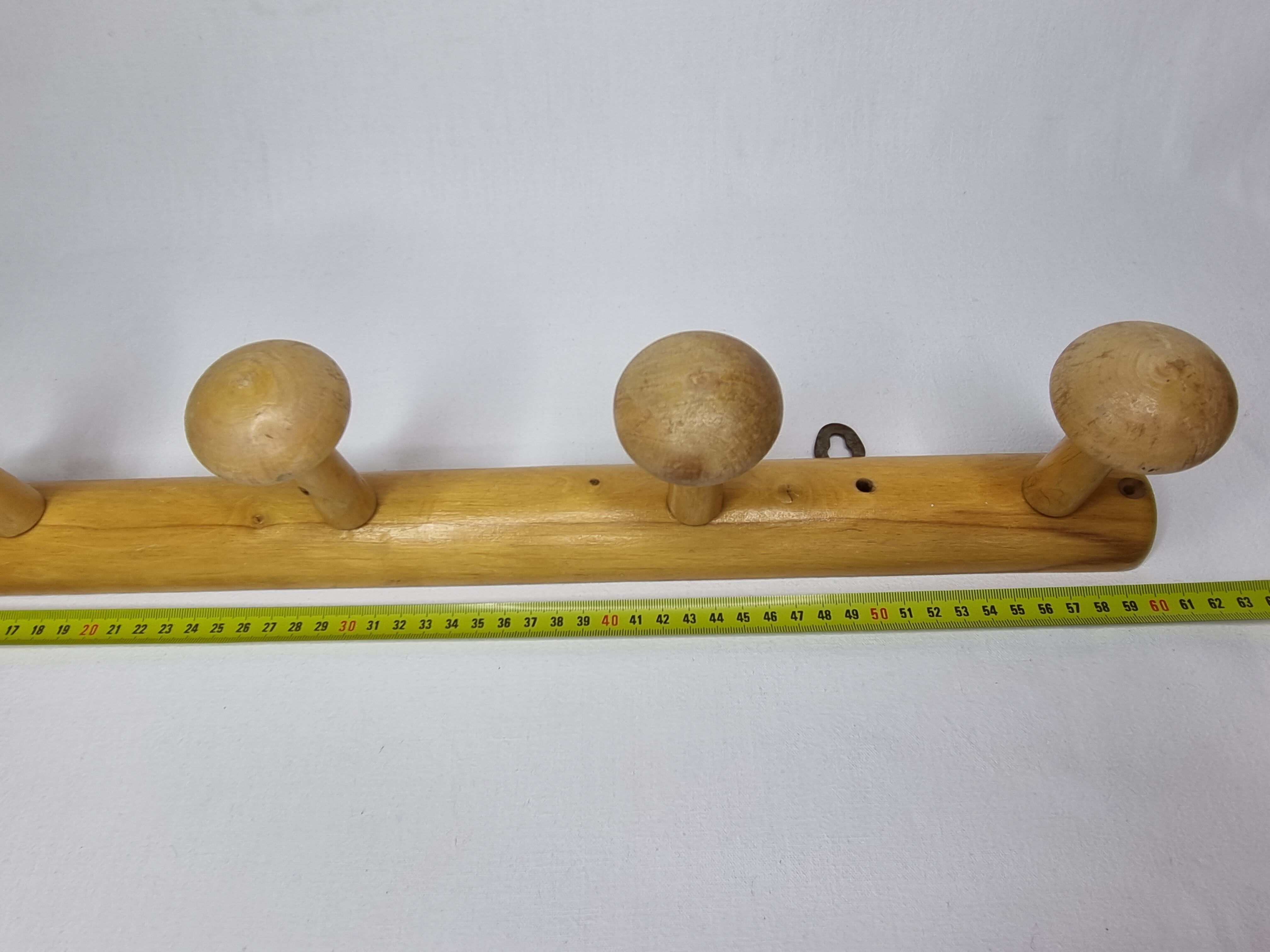 Vintage coat rack in turned wood, 5 hooks
