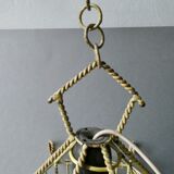Chandelier suspension in metal, cage shape, from the 60s