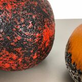 Set of Three Pottery Fat Lava Vases "Multi-Color" by Scheurich, Germany, 1970s