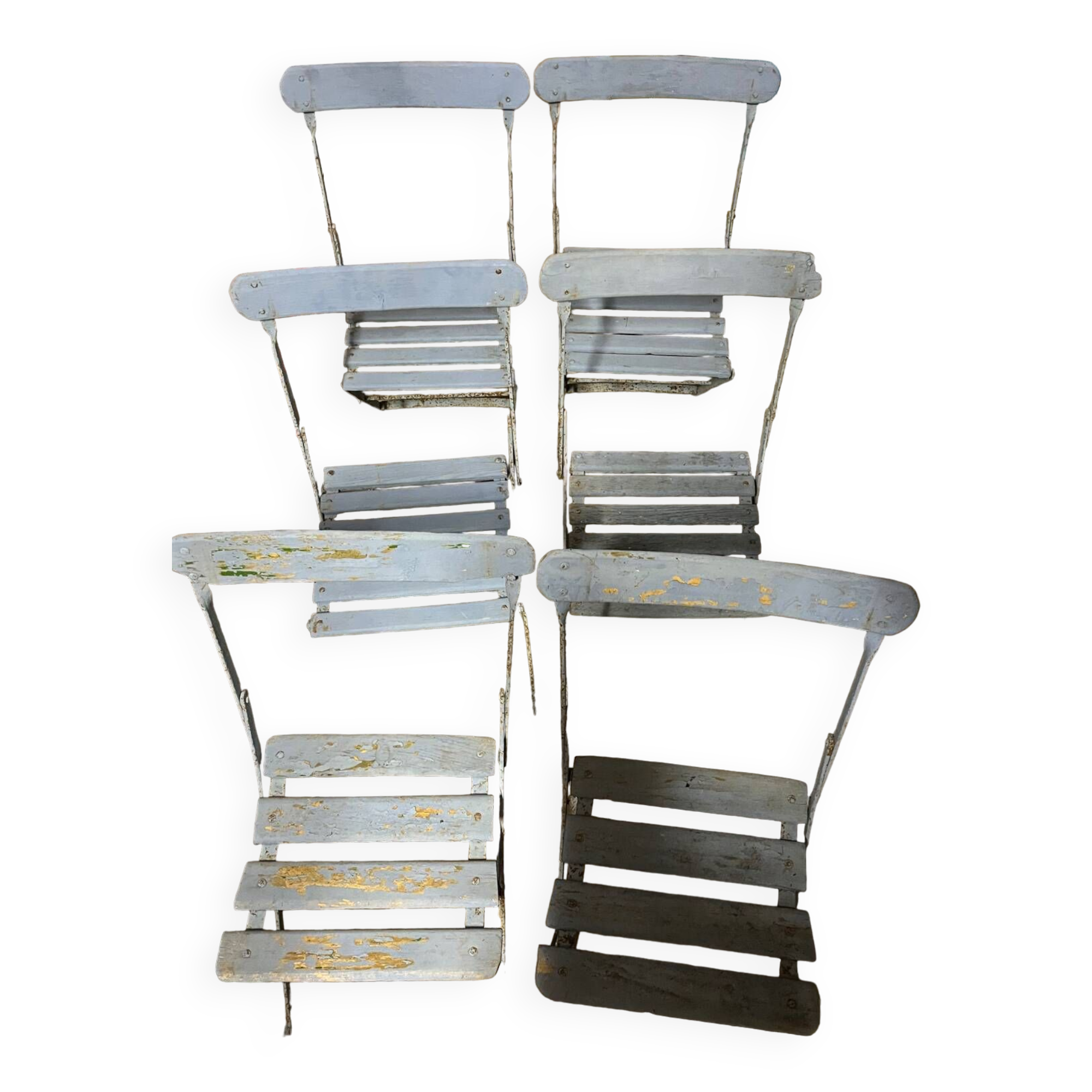 Lot de 6 chaises de jardin fer forgé bleu