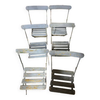 Lot de 6 chaises de jardin fer forgé bleu