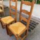8 chaises à manger bois massif paillées type ferme dossier haut