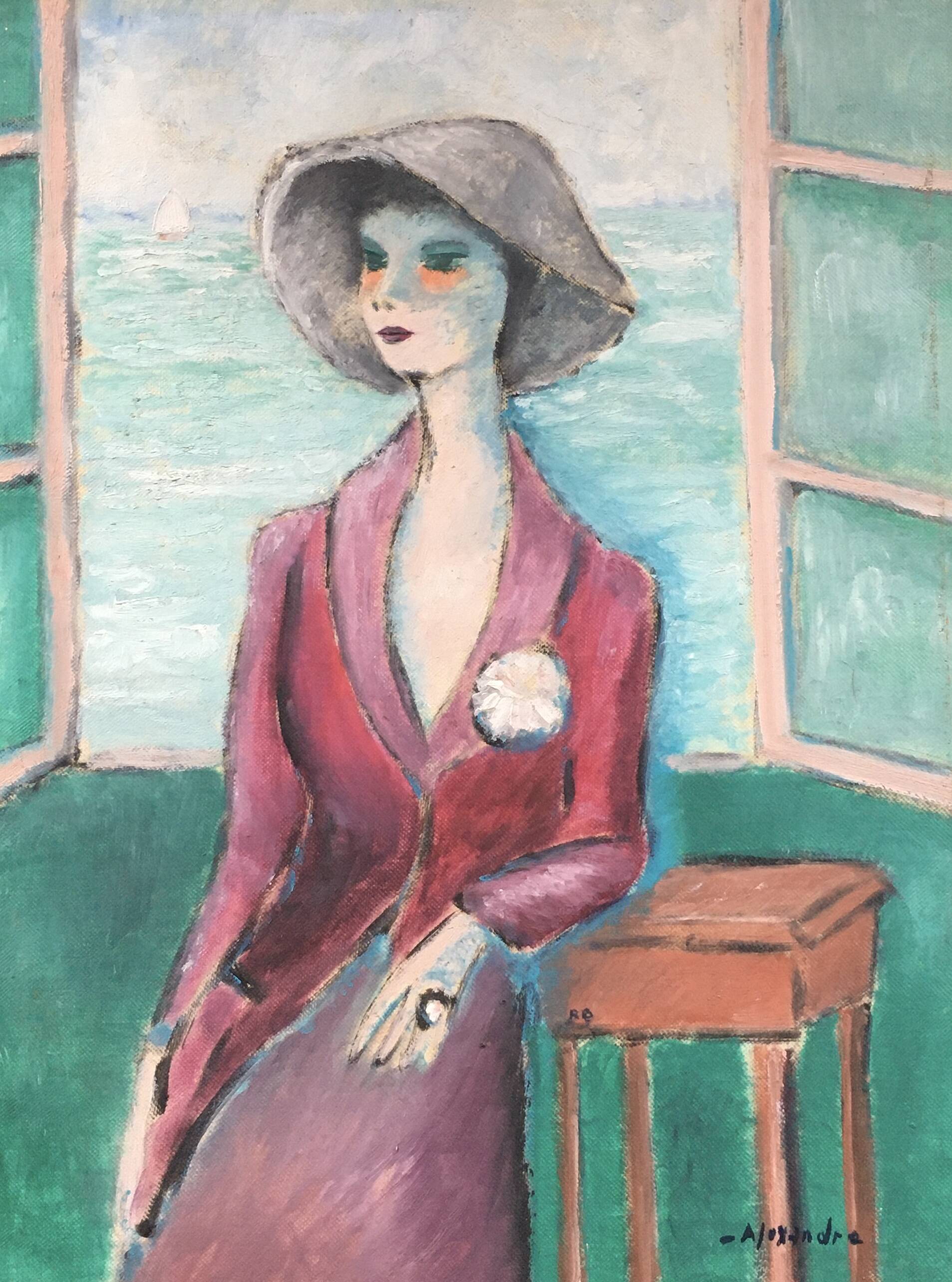 Painting portrait of elegant woman