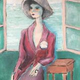 Painting portrait of elegant woman