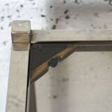 Pair of vintage side tables, chrome and smoked glass 1970