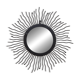 Black metal sunburst wall mirror, round 63x63 cm, vintage 1990s, made in Italy