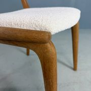 Alfred Christensen Danish oak "Boomerang" chairs set of 6 boucle fabric
