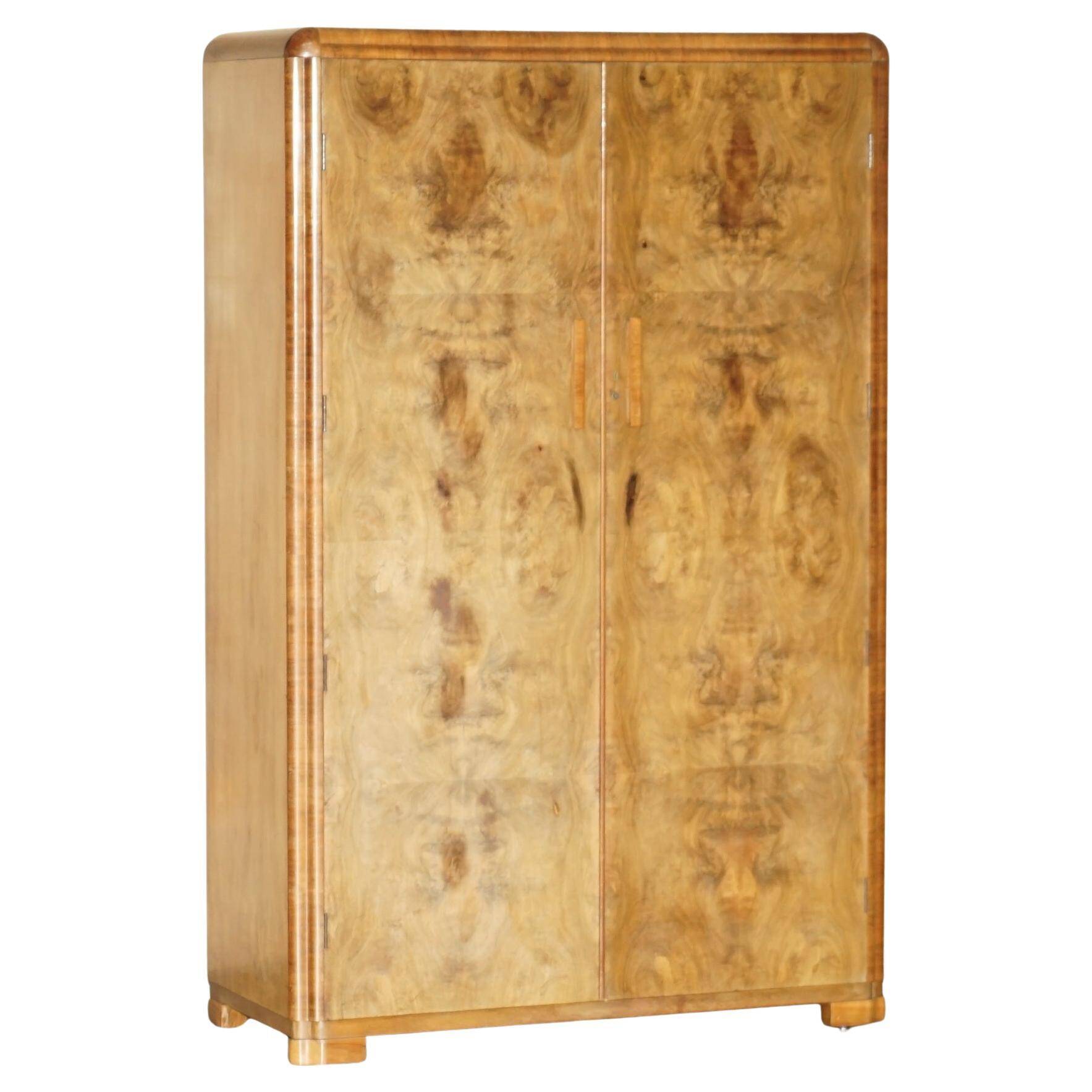 Double Art Deco wardrobe in satin walnut circa 1930