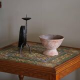 Modern Danish service table with turned spool legs and coloured tiles, 1950s.