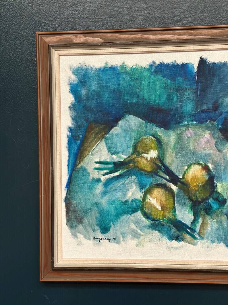 Original Swedish Oil on Canvas – "Abstract Composition" by Bergengren – Signed – Dated 1970 – Framed – 69 × 54 cm (27.2" × 21.3")