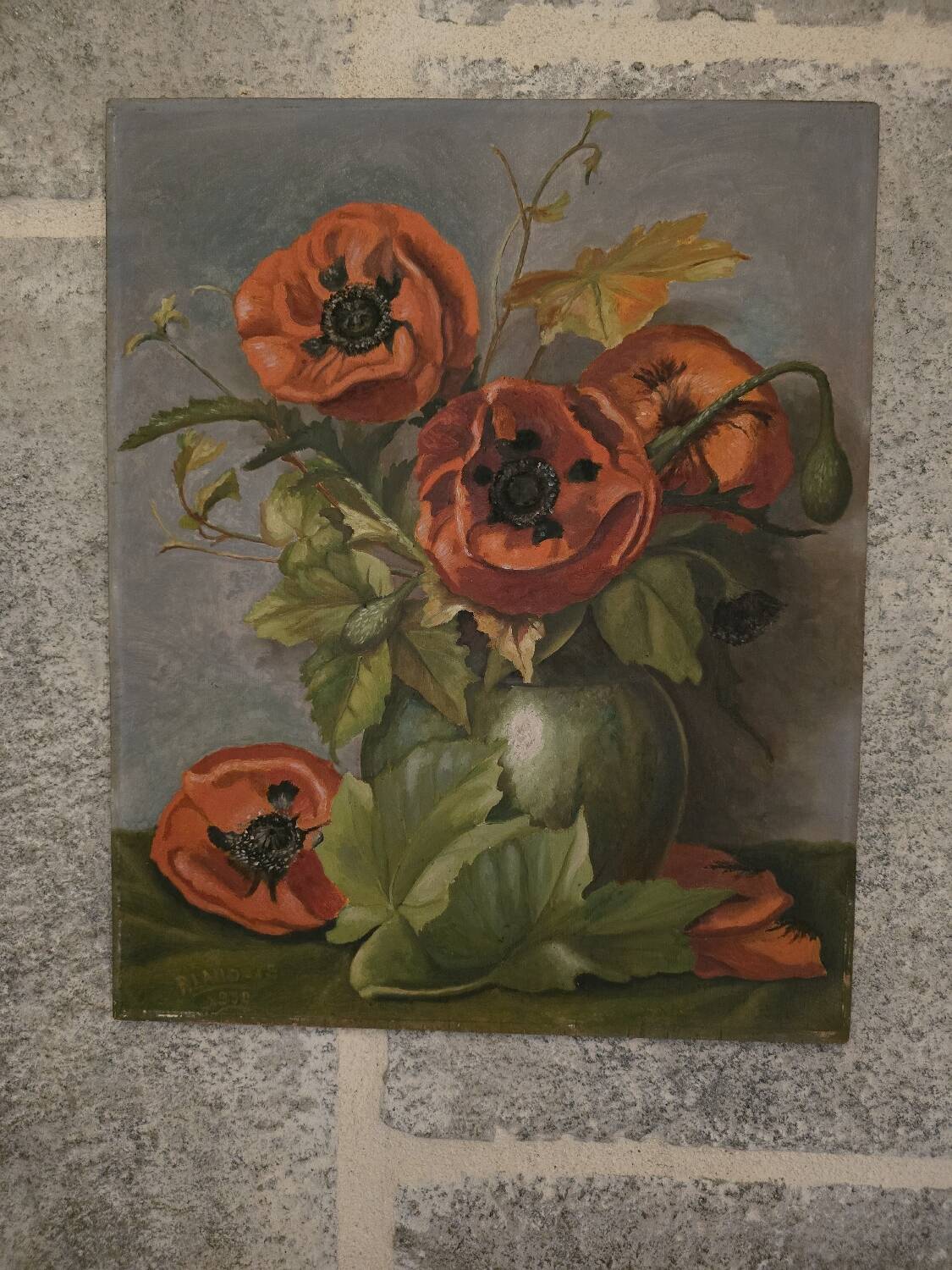 Oil on panel poppies