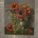 Oil on panel poppies