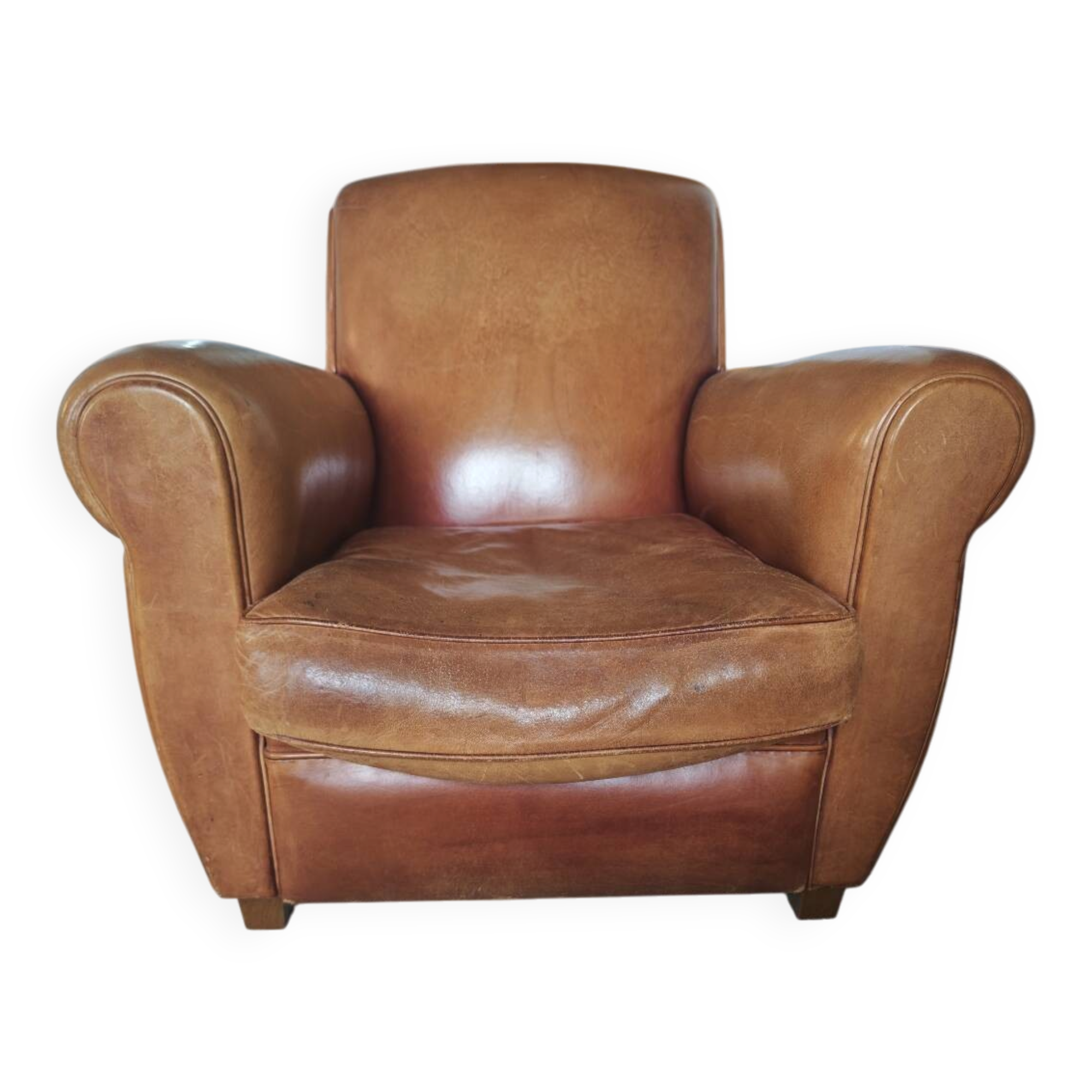 Genuine leather club armchair