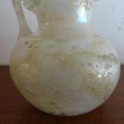 Vase with miniature handle Scavo Seguso Vetri d'Arte iridescent glass Murano 1950