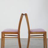 Set of 4 vintage Danish design dining chairs from the 1970s with light purple fabric seats