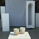 Set of 2 cups in Indonesian ceramic (brown & speckled glazed matte)