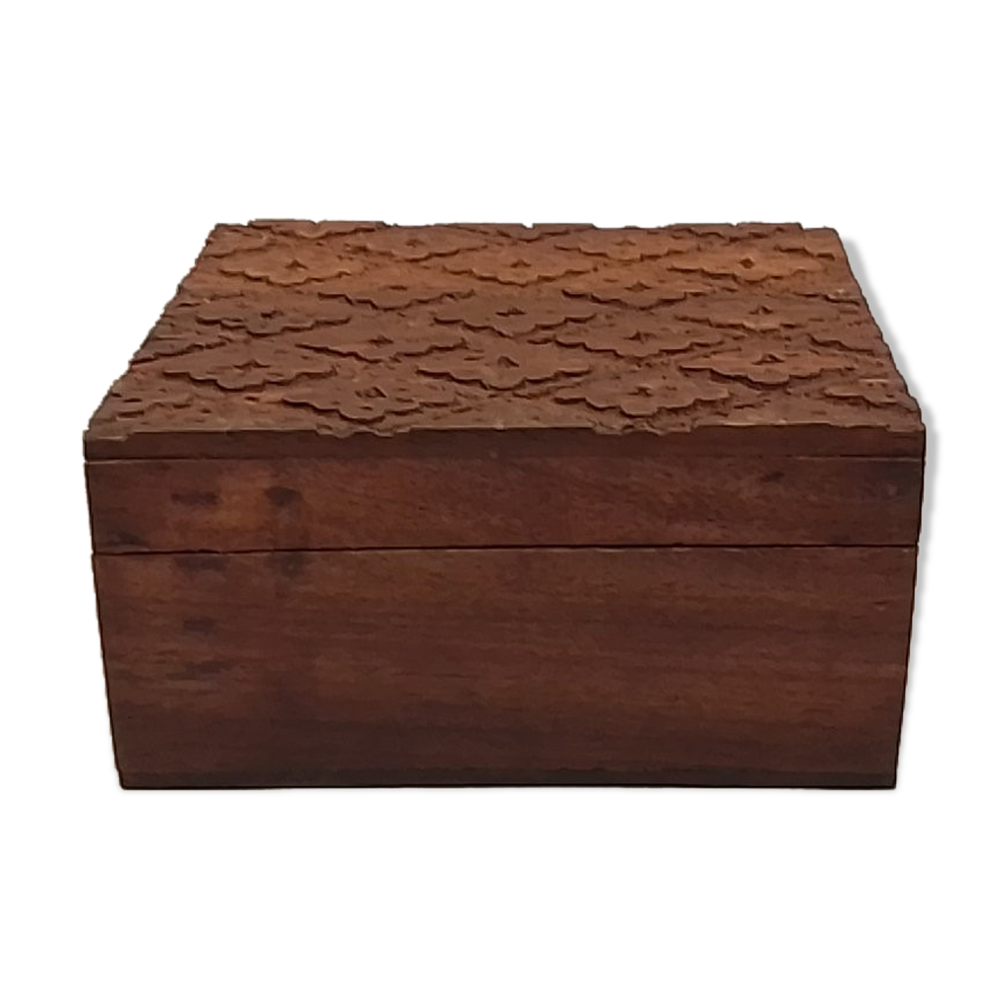 Rectangular wooden box deco in relief 15 cm x 13 cm