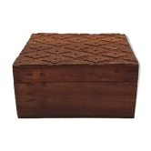 Rectangular wooden box deco in relief 15 cm x 13 cm