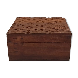 Rectangular wooden box deco in relief 15 cm x 13 cm