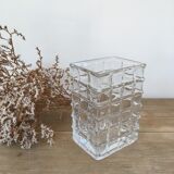 Glass vase with raised squares