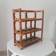 Étagère murale vintage en bambou et rotin années 70/80