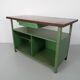 Industrial metal workbench with wooden top 1960s