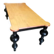 Grande table à manger design en bois clair et bois laqué noir. 2x1m