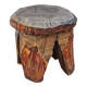 Brutalist mushroom stool solid wood treated indoor outdoor 34 cm
