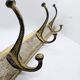 Solid teak coat hook with 3 double cast iron hooks