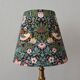 William Morris style lampshade, birds, strawberries, flowers.