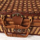 Two tone wicker suitcase