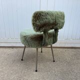 Vintage green furry chair from the 1960s