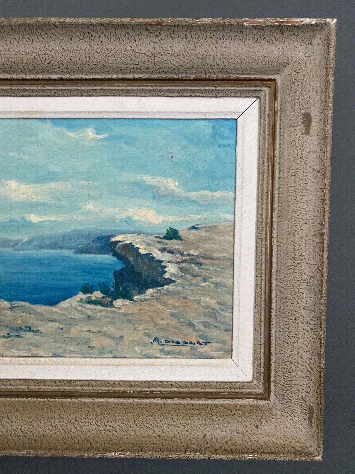 Oil on panel by M. Gibert 20th century rocky coast